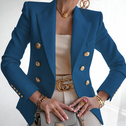 Damen Blazer Elegant Goldknöpfe Businessanzug