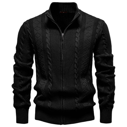 Herren Strickjacke Reißverschluss Strukturiert Modern