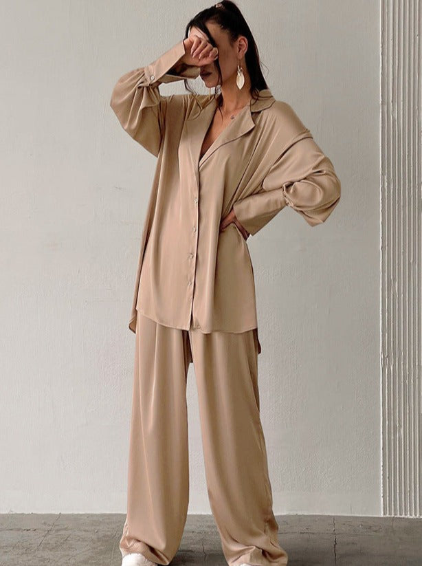 Damen Loungewear Set mit Weitem Hosenstil