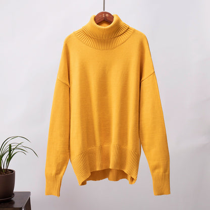 Damen Strickpullover Bequem Warm Rippborte