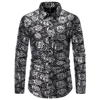 Herren Langarmhemd Floral Gold-Eleganz