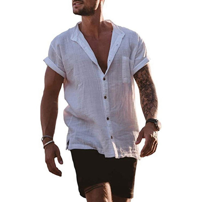Herren Leinenhemd Sommer Bequem