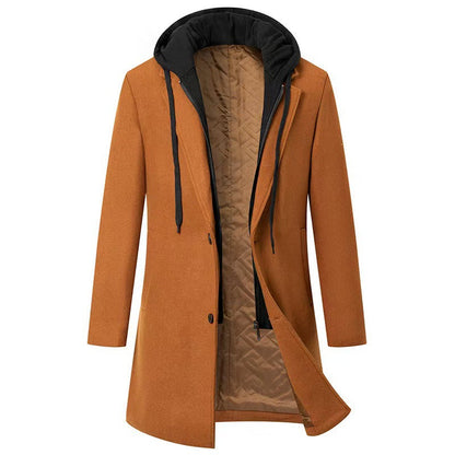 Damen Style Longjacke Abnehmbare Kapuze Trendy Innenfutter