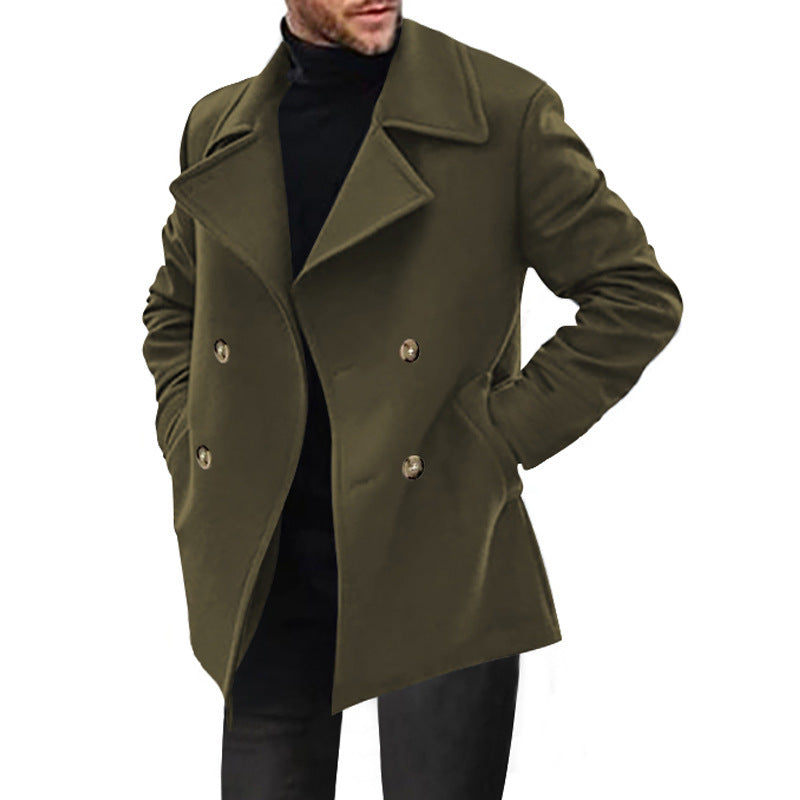 Herren Wollmantel Elegant Doppelter Knopfverschluss