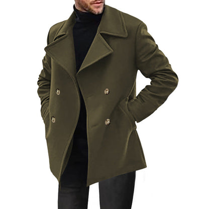 Herren Wollmantel Elegant Doppelter Knopfverschluss
