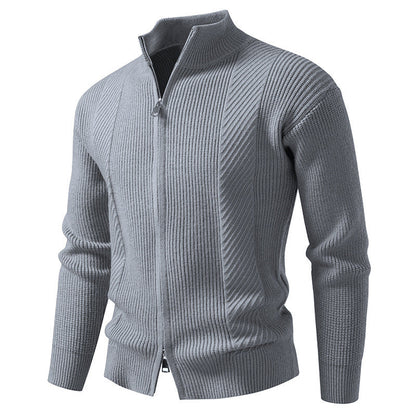 Herren Strickjacke Modern Stehkragen Reißverschluss