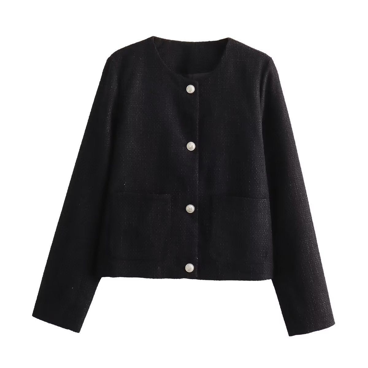 Damen Kurzjacke Elegant Mit Taschen