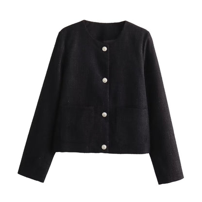 Damen Kurzjacke Elegant Mit Taschen