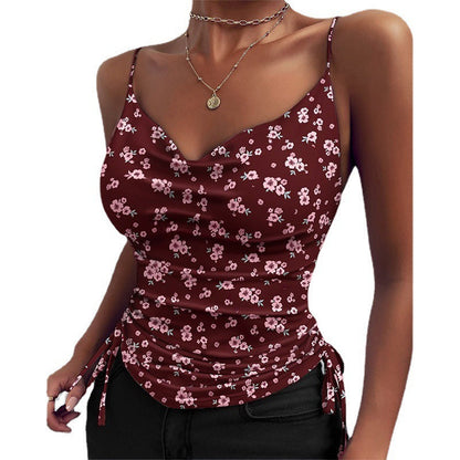 Damen Oberteil Leopardenmuster Satin Spitze