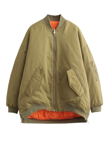 Damen Oversized Bomberjacke Modern Komfortabel