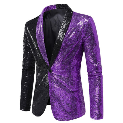 Herren Glitzerjacke Moderner Schnitt Funkelnd