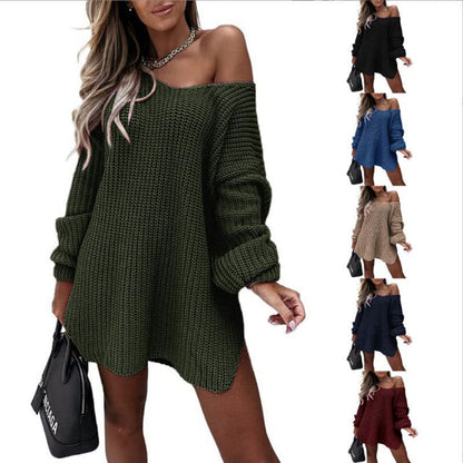 Damen Oversized Strickkleid Großzügig Geschnitten - IdealeKleiden