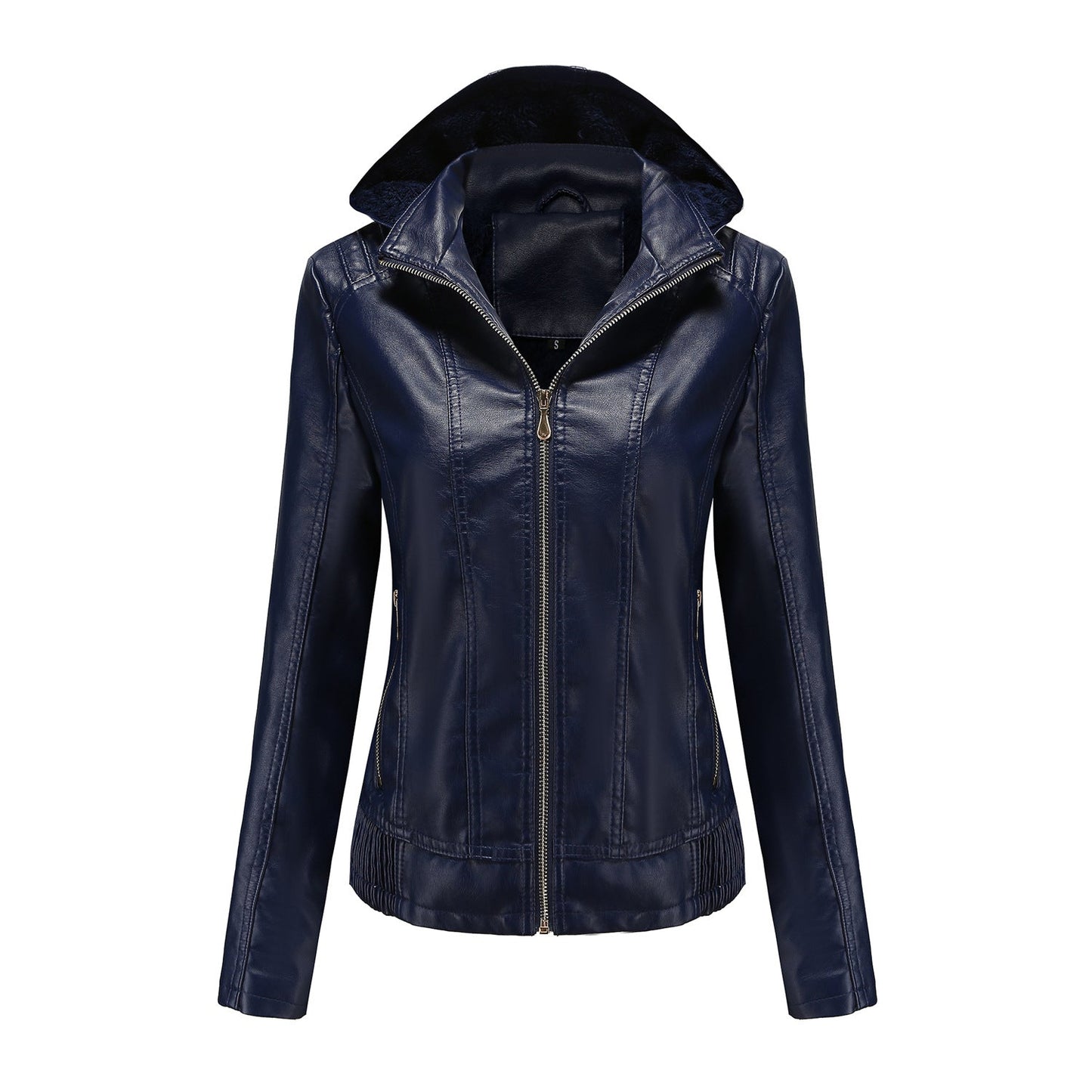 Damen Lederjacke Elegant Schnitt Mit Hochkragen