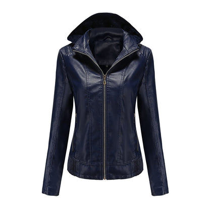 Damen Lederjacke Elegant Schnitt Mit Hochkragen