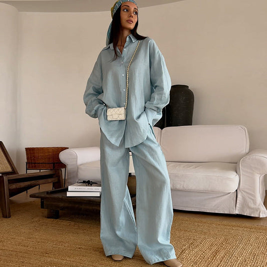 Damen Leinen Loungeanzug Bequem Sommer - IdealeKleiden