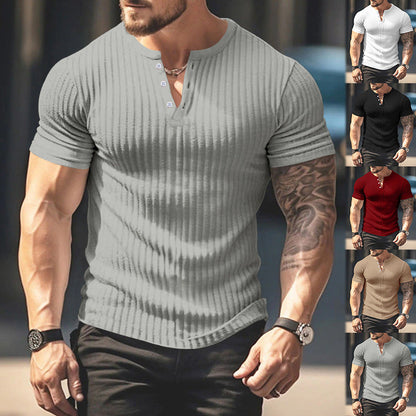 Herren Kurzarm T-Shirt Ripp-Design Klassisch - IdealeKleiden