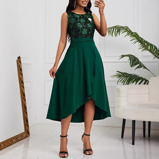 Damenkleid Elegant Floral Midi-Länge - IdealeKleiden