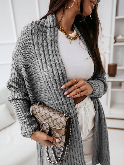 Langarm Strickjacke Wollig Locker Geschnürt