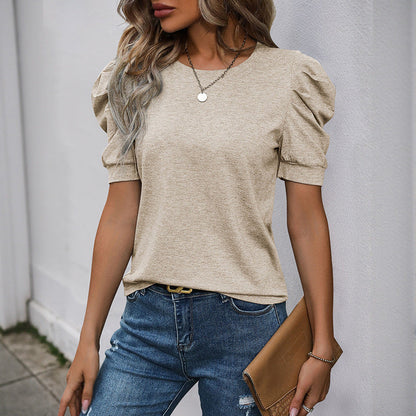 Elegantes Frauen T-Shirt mit Puffärmeln