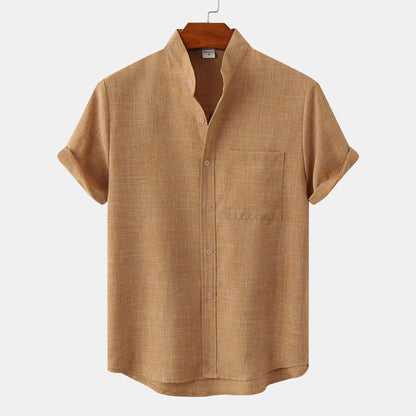Herren Hemd Kurzarm Modern Stehkragen