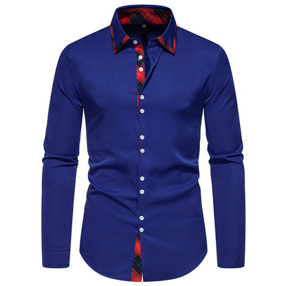 Herren Hemd Elegant Langarm Kontrast Kragen