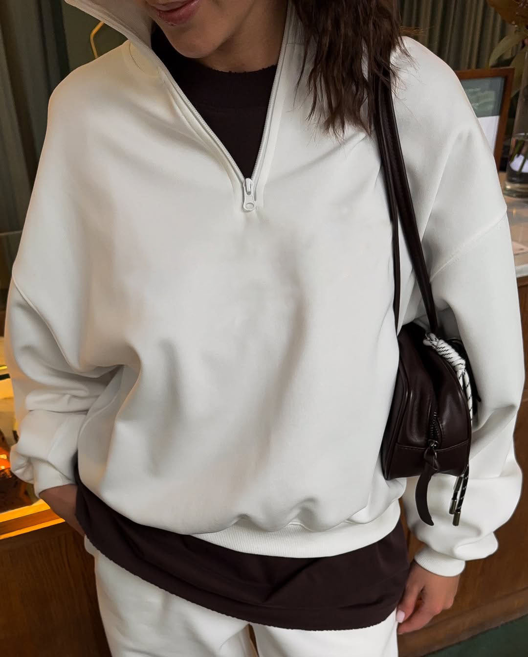 Damen Fleece Jogginganzug Stehkragen Reißverschluss