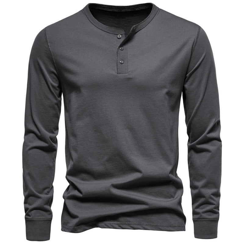Herren Langarmshirt Modern Knopfverschluss Elegant - IdealeKleiden