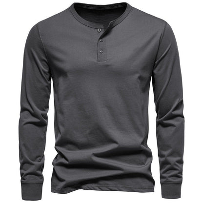 Herren Langarmshirt Modern Knopfverschluss Elegant - IdealeKleiden