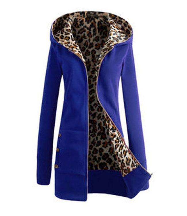 Damen Pulloverjacke Leopard Innenfutter Trendy Style