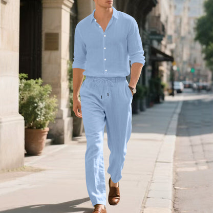 Herren Leinenhose Modern Lässig mit Kordelzug