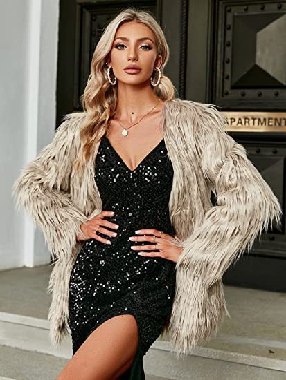 Damen Luxus Kunstfelljacke Flauschig & Elegant