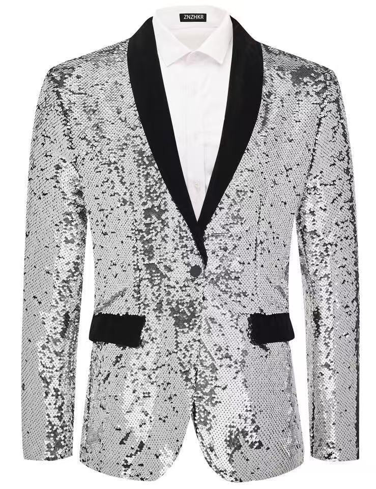 Herren Abendanzug Elegant Glanz Pailletten