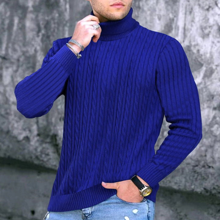 Herren Rollkragenpullover Elegantes Zopfmuster Design
