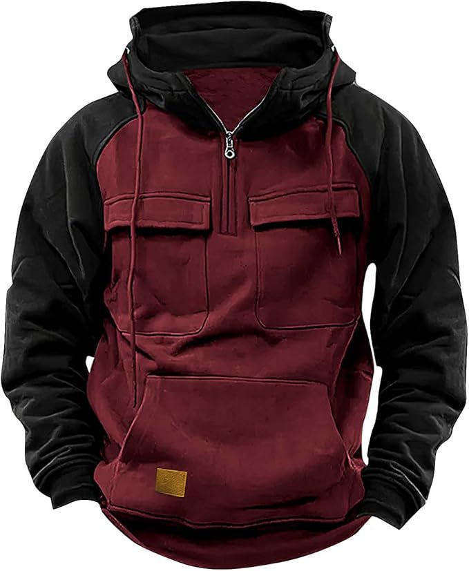 Herren Hoodie Sportlich Kapuze Taschen