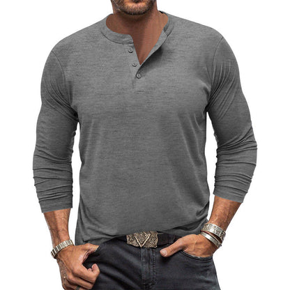Herren Langarm T-Shirt Elegant Knopfleiste