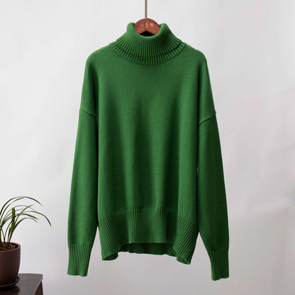 Damen Strickpullover Bequem Warm Rippborte