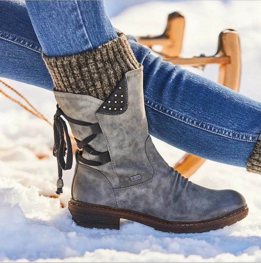 Stiefeletten Wildleder Braun Schnürung Flach