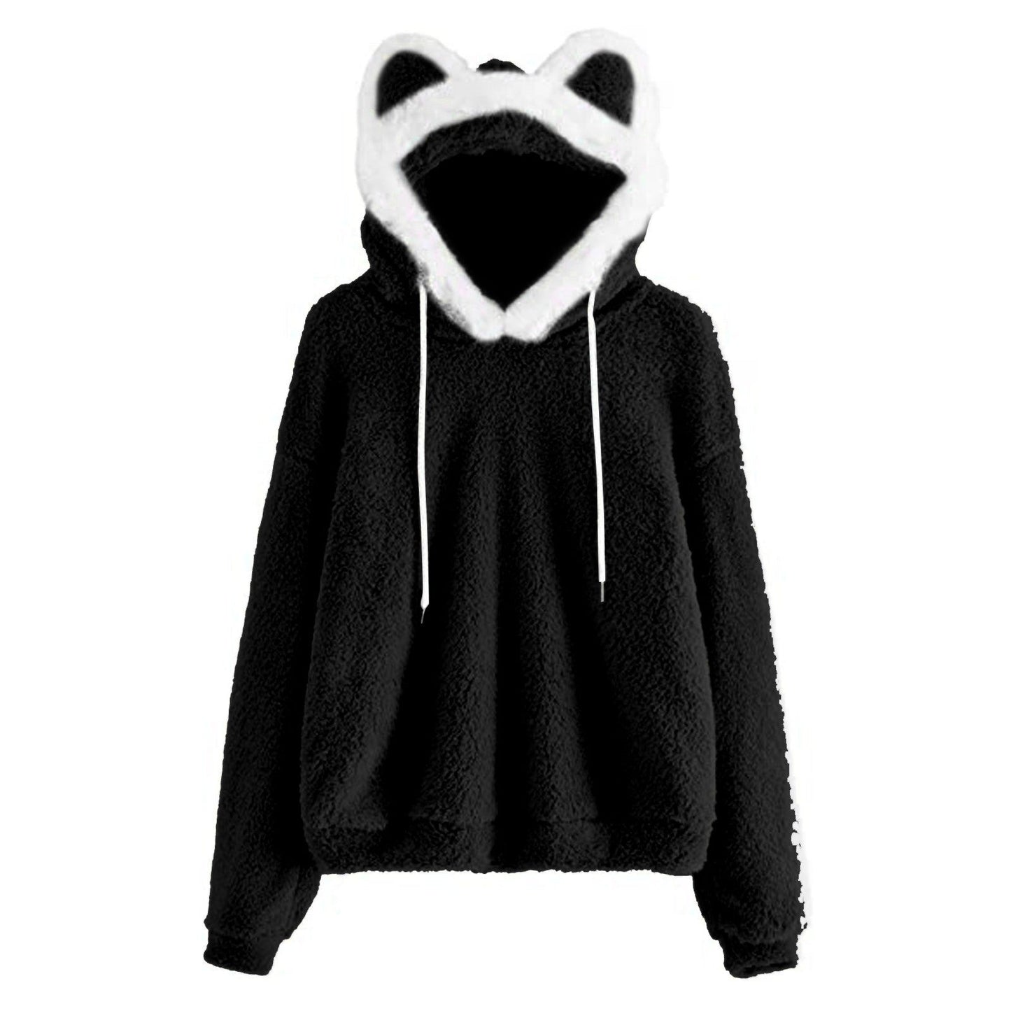 Damen Hoodie Kuschelig Katzengesicht Süß