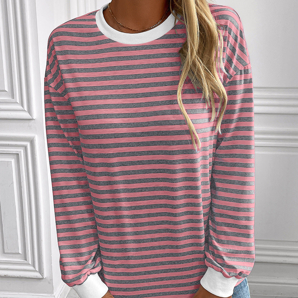 Damen Pullover Längsstreifen Bequem Oversized