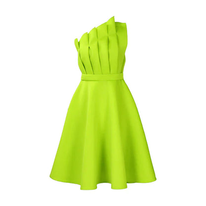 Elegantes Damen One-Shoulder-Kleid mit Weitem Rock