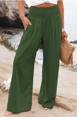 Damen Leinenhose Bequem Weit Geschnitten Sommerhosentyp