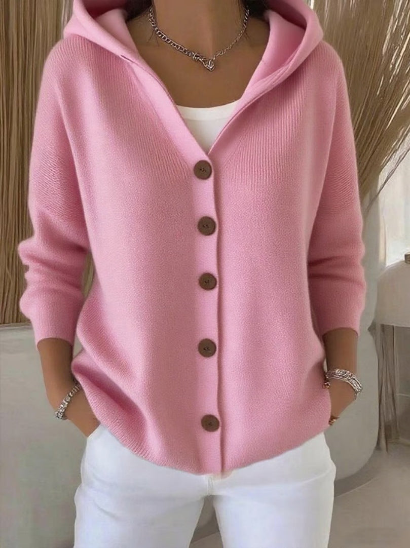 Damen Strickjacke Kapuze Modern Lässig