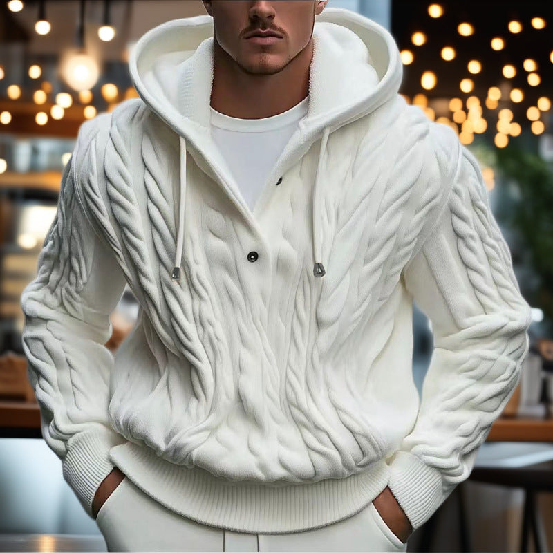 Herren Strickpullover Kapuze Bequem Warm