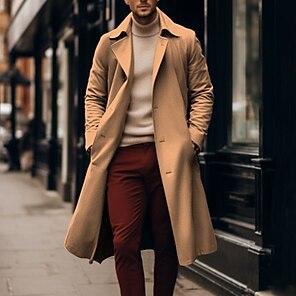 Herren Trenchcoat Elegant Hochwertig Verarbeitet
