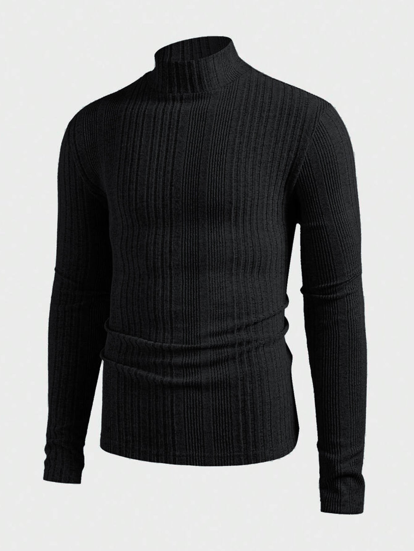 Herren Pullover Strick Hochkragen Rippoptik