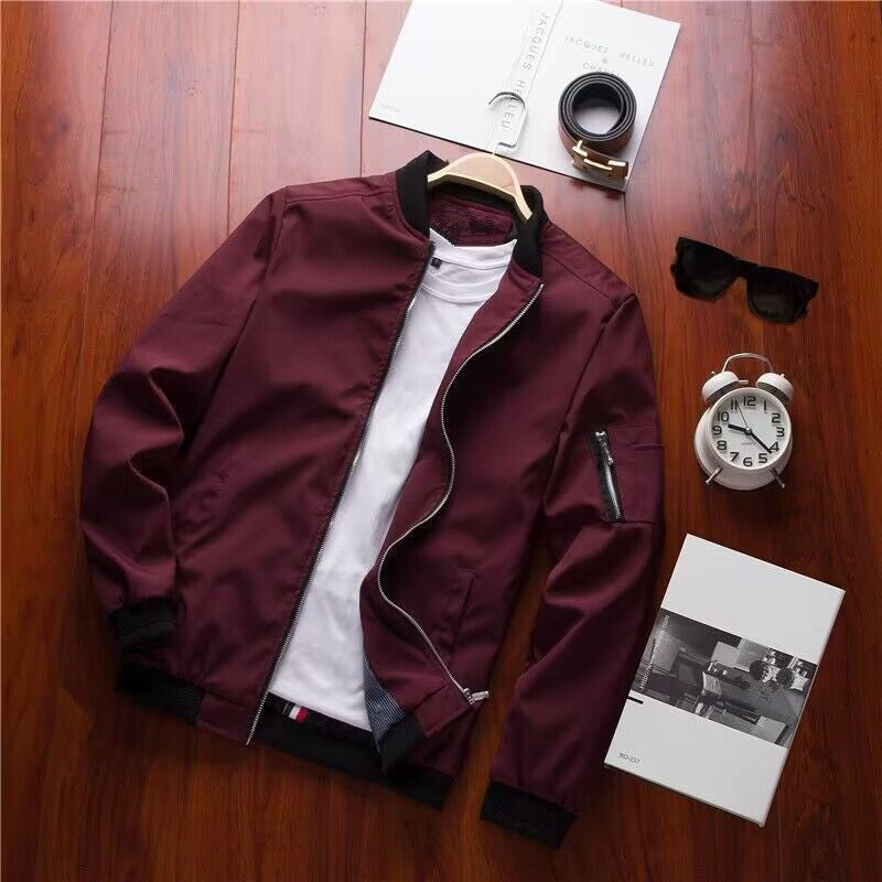 Herren Bomberjacke Modern Sportlich Mit Taschen