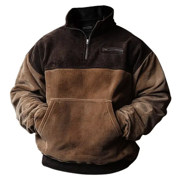 Herren Pullover Mit Kragen Und Tasche Praktisch