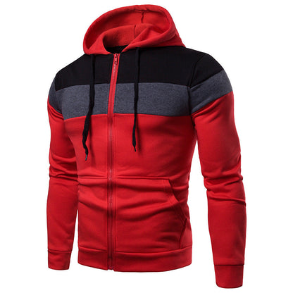 Herren Sportjacke Farbblock Design Kapuze