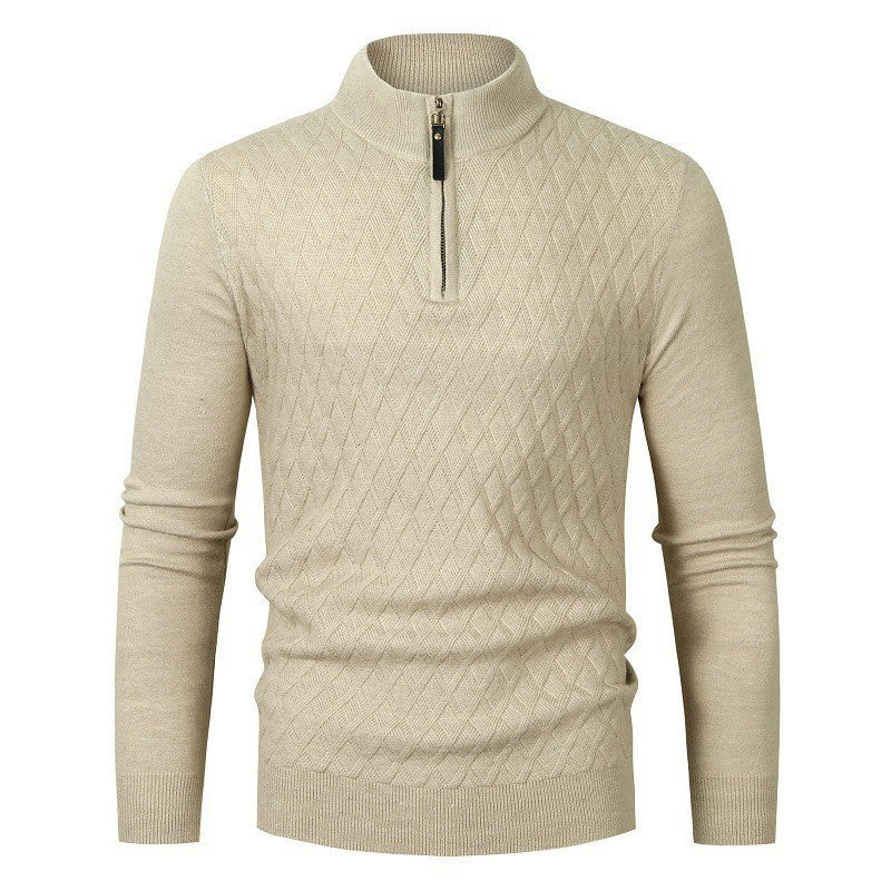 Herren Strickpullover Rautenmuster Modern Reißverschluss