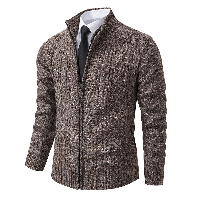 Herren Strickjacke Stehkragen Musterung Trendy